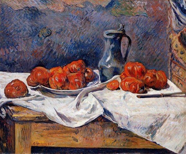 Tomatoes and a Pewter Tankard on a Table - Paul Gauguin Painting